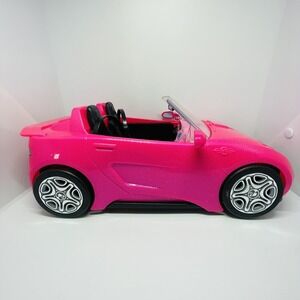 Mattel Barbie Convertible Plastic Push Car Pink Sparkle & Black Interior‎ 2016